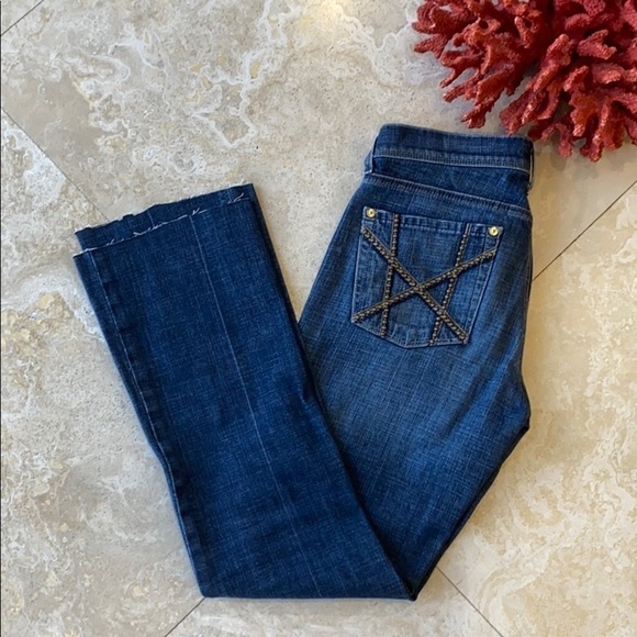 7 For All Mankind Gold Studded Straight Leg Jeans - Picture 1 of 4